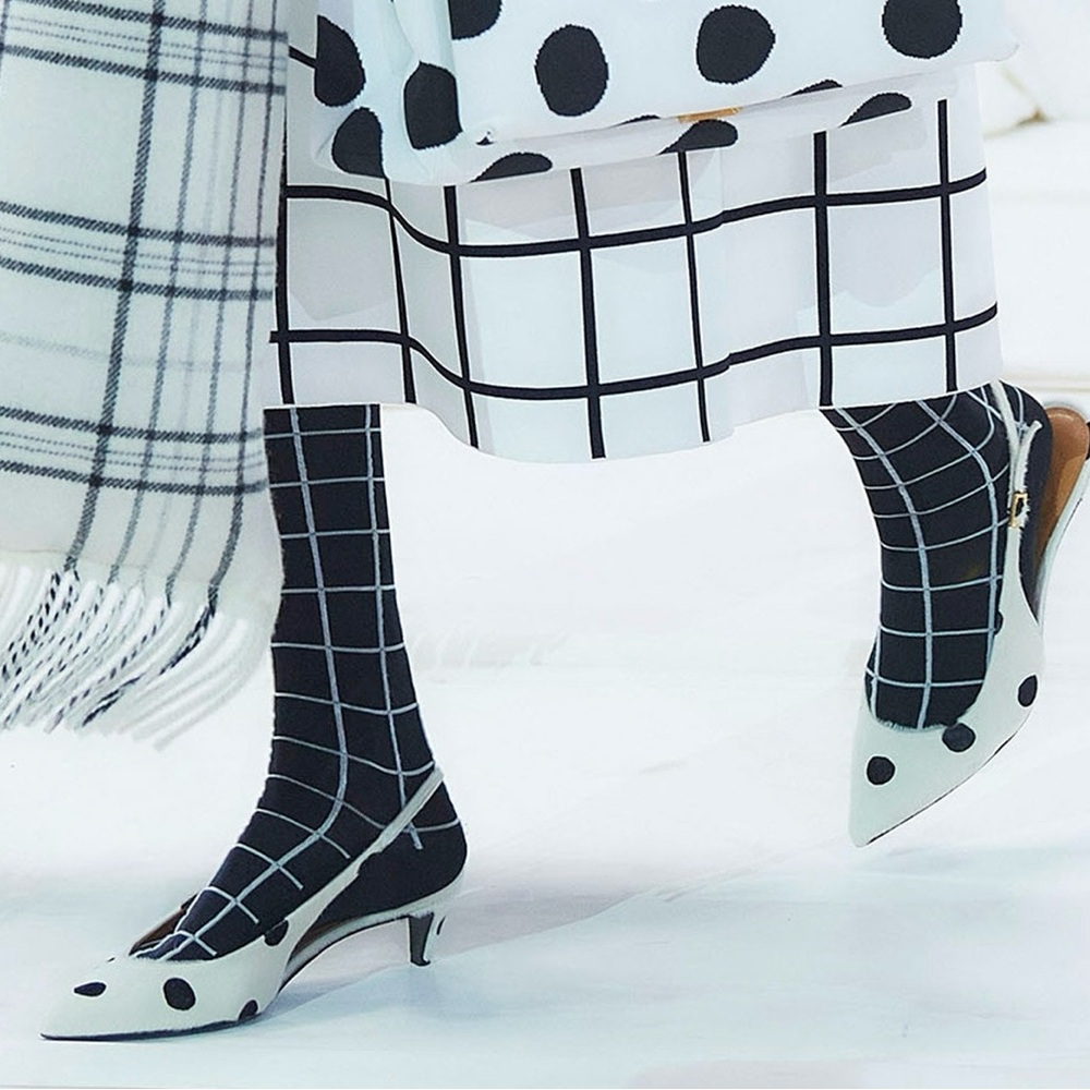 Marni check black socks runway size M NWT